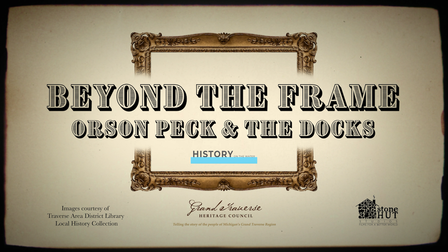 antique picture frame with title "Beyond the Frame - Orson Peck & The Docks"