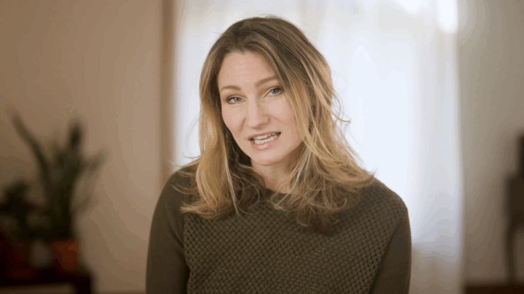 woman getting interviewed in a home studio