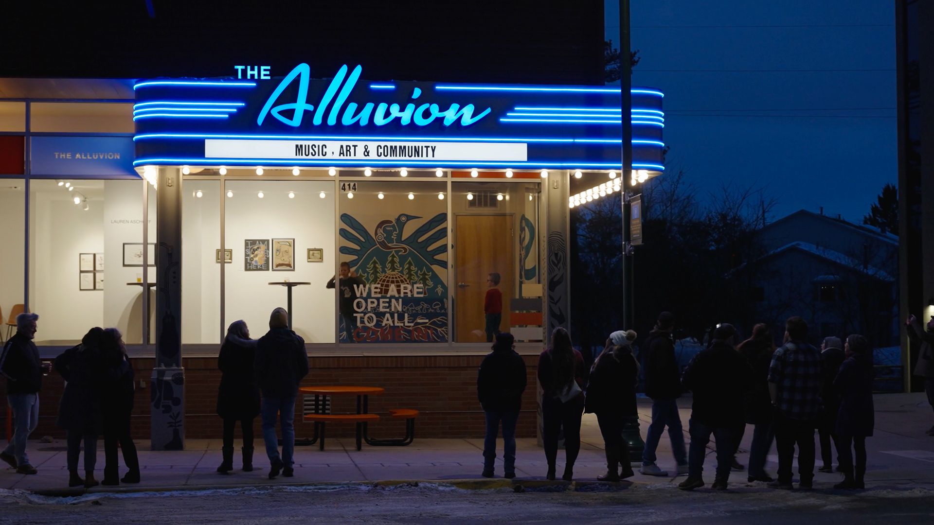music venue marquee at commongrounds cooperative in traverse city, michigan