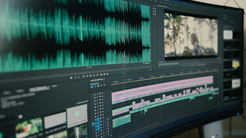 computer monitor with video editing software
